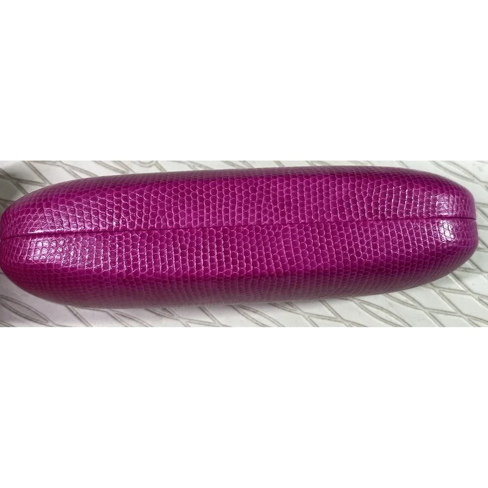 Lilly Pulitzer Eyeglass Holder Clamshell Case Hot Pink‎ W/Blue Felt Interior EUC